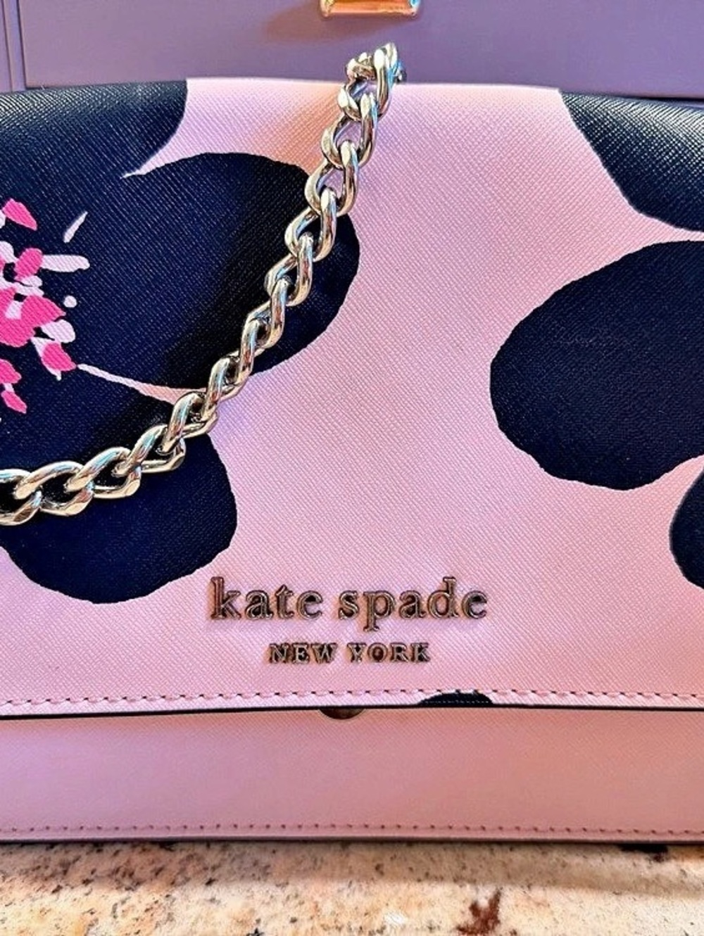 kate spade NEW YORK Cameron Grand Flora Convertible Crossbody in Pink & Black